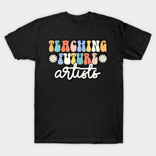 Teaching Future Artists Cute Retro Groovy Teacher T-Shirt